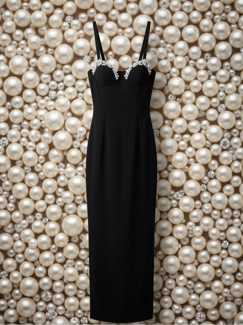 Vintage 80s/90s Contempo Casuals Black Bustier Formal Dress w/ Matching Gloves